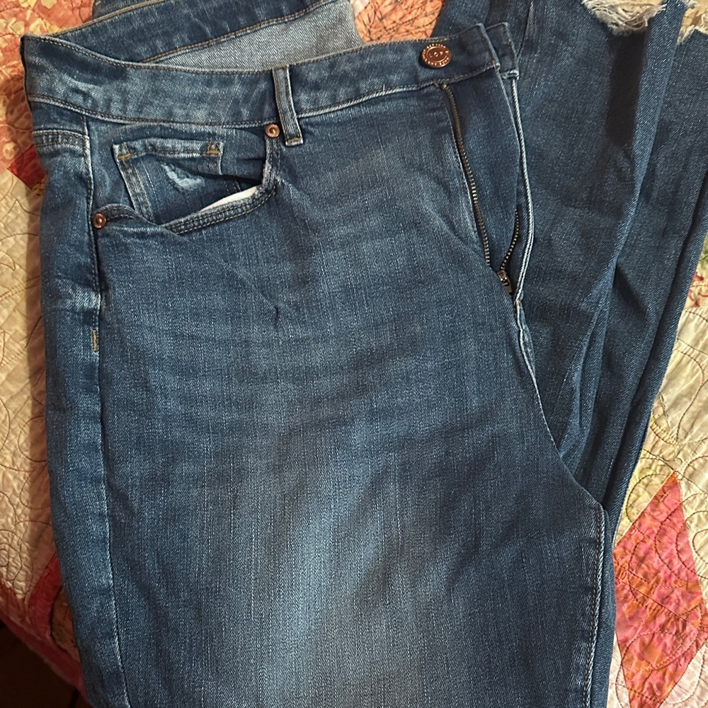 LOFT Women's Blue Ankle skinny high rise